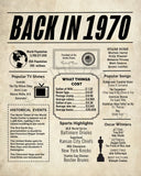 1970 Newspaper Poster, Birthday Poster Printable, Time Capsule 1970, The Year 1970 Instant Download, 1970 poster poster sign