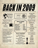 2009 Newspaper Poster, Birthday Poster Printable, Time Capsule 2009, The Year 2009 Instant Download, 2009 poster poster sign