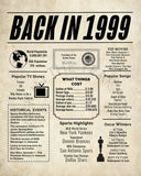 1999 Newspaper Poster, Birthday Poster Printable, Time Capsule 1999, The Year 1999 Instant Download, 1999 poster poster sign
