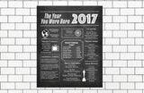 2017 Birthday Poster Printable, Time Capsule ideas, The Year 2017 Instant Download, 2017 Chalkboard poster sign, Newspaper Poster